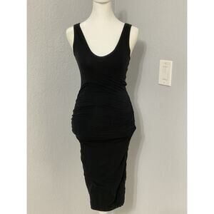 NWT James Perse Skinny Ruched Sleeveless Tank Dress Black Capsule Size 0 $225